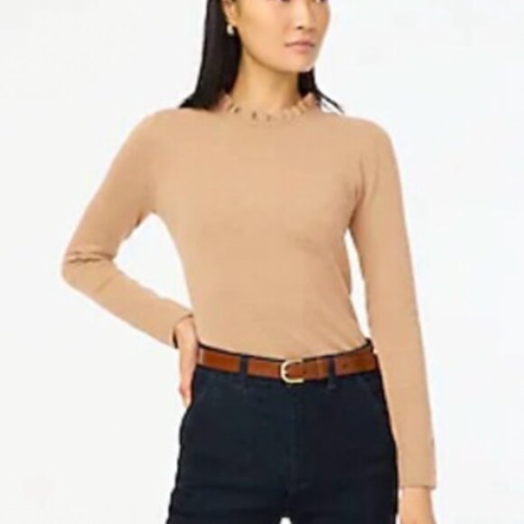 NWT J. Crew Cotton Ruffle Crewneck Sweater - Picture 1 of 10